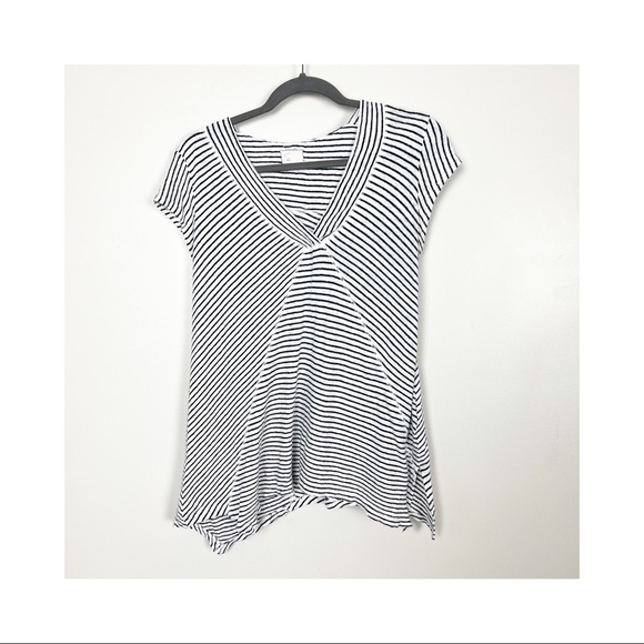 Anthropologie Postmark Asymmetrical Striped Womens Top Linen Blend Size S - Picture 1 of 6